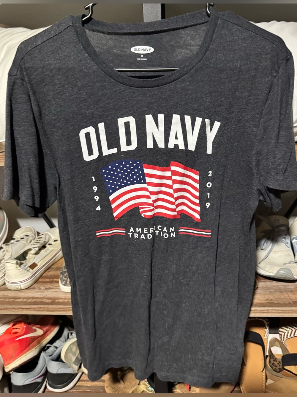 Old Navy Charcoal Graphic Tee with American Flag